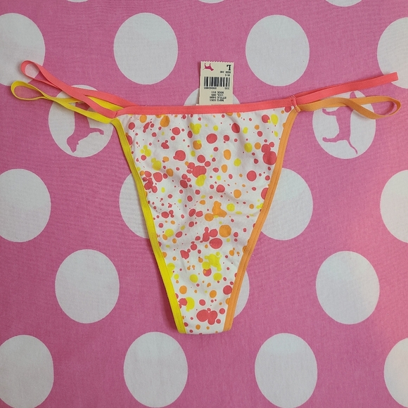 Rare VTG VS PINK Double String Thong Panty Size Lg 💛